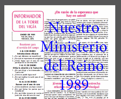 Más información sobre "Nuestro Ministerio del Reino 1989"