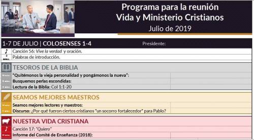 Más información sobre "Programa Reunión Vida y Ministerio Cristianos en Excel, fácil y práctico de llenar"