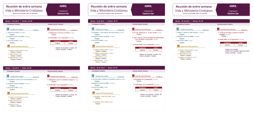Más información sobre "Plantillas / Formatos Reunión Vida y Ministerio Cristianos y Reunión Pública Abril 2024"