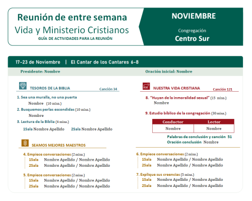 Más información sobre "Plantillas | Reunión de entre Semana + Reunión del Fin de semana |  NOVIEMBRE"