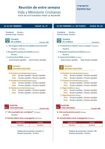 Más información sobre "Plantillas | Reunión de entre Semana + Reunión del Fin de semana |  ENERO y FEBRERO"