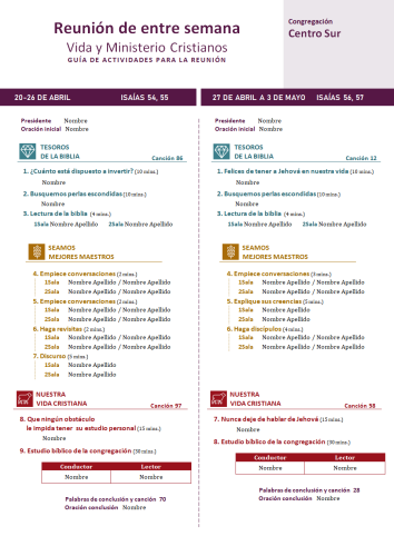 Más información sobre "Plantillas | Reunión de entre Semana + Reunión del Fin de semana |  MARZO y ABRIL"